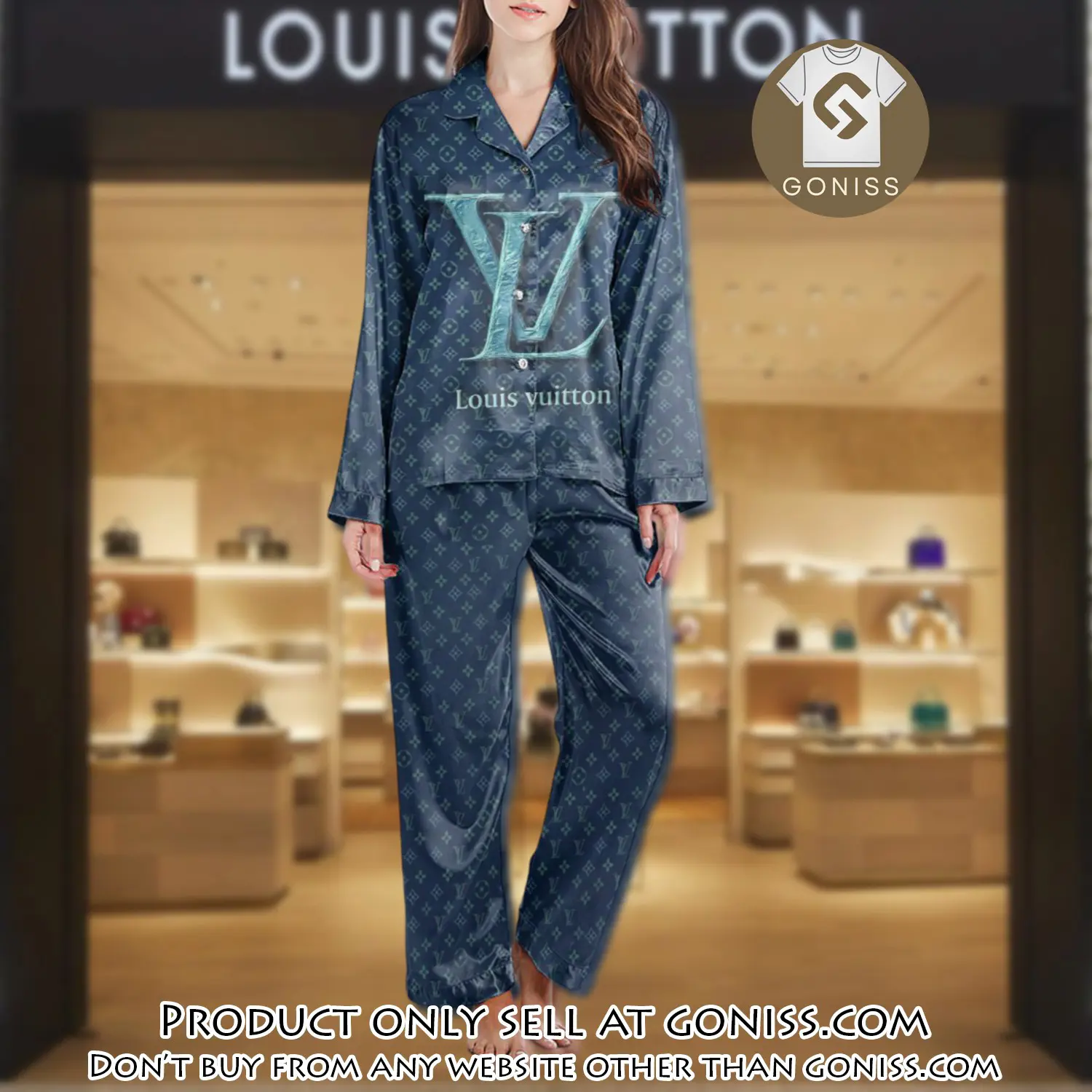Lv monogram long satin pajama set pjs1023 gn1215778